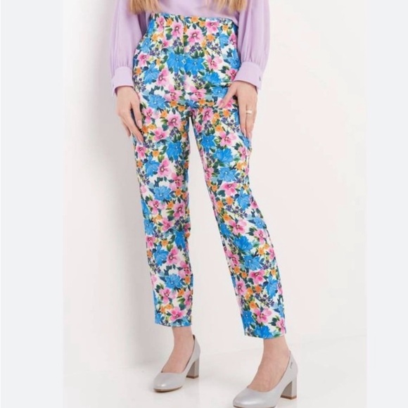 ZARA Pants Women’s L Floral Pleated High Waisted Ankle LIKE NEW! - Picture 2 of 7